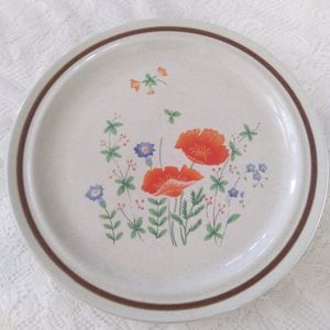 Beautiful Poppies Vintage Haniwa StonewarePlates
